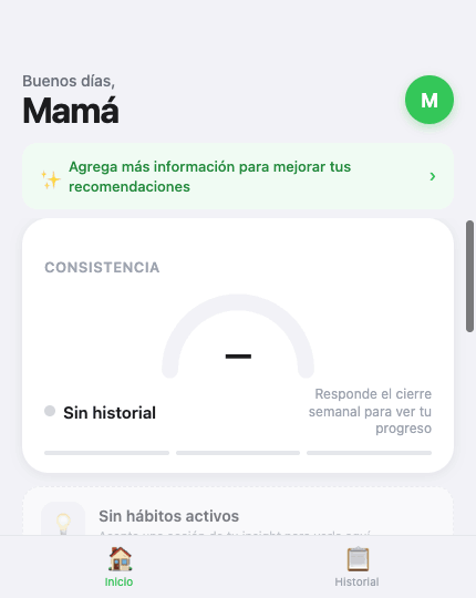 Mi Salud home screen